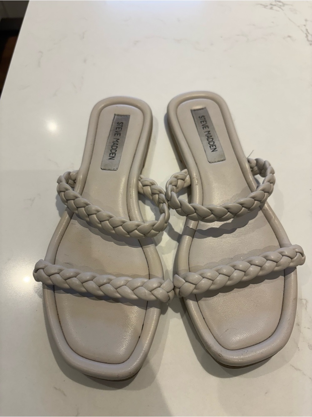 Steve Madden Women's Braided Double-Strap Slide Sandals in ecru